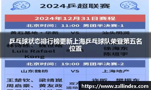 乒乓球状态排行榜更新上海乒乓球队荣登第五名位置