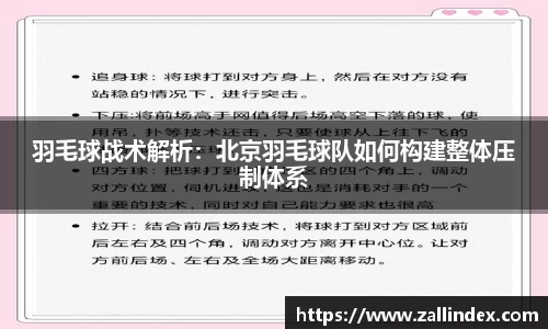 羽毛球战术解析：北京羽毛球队如何构建整体压制体系